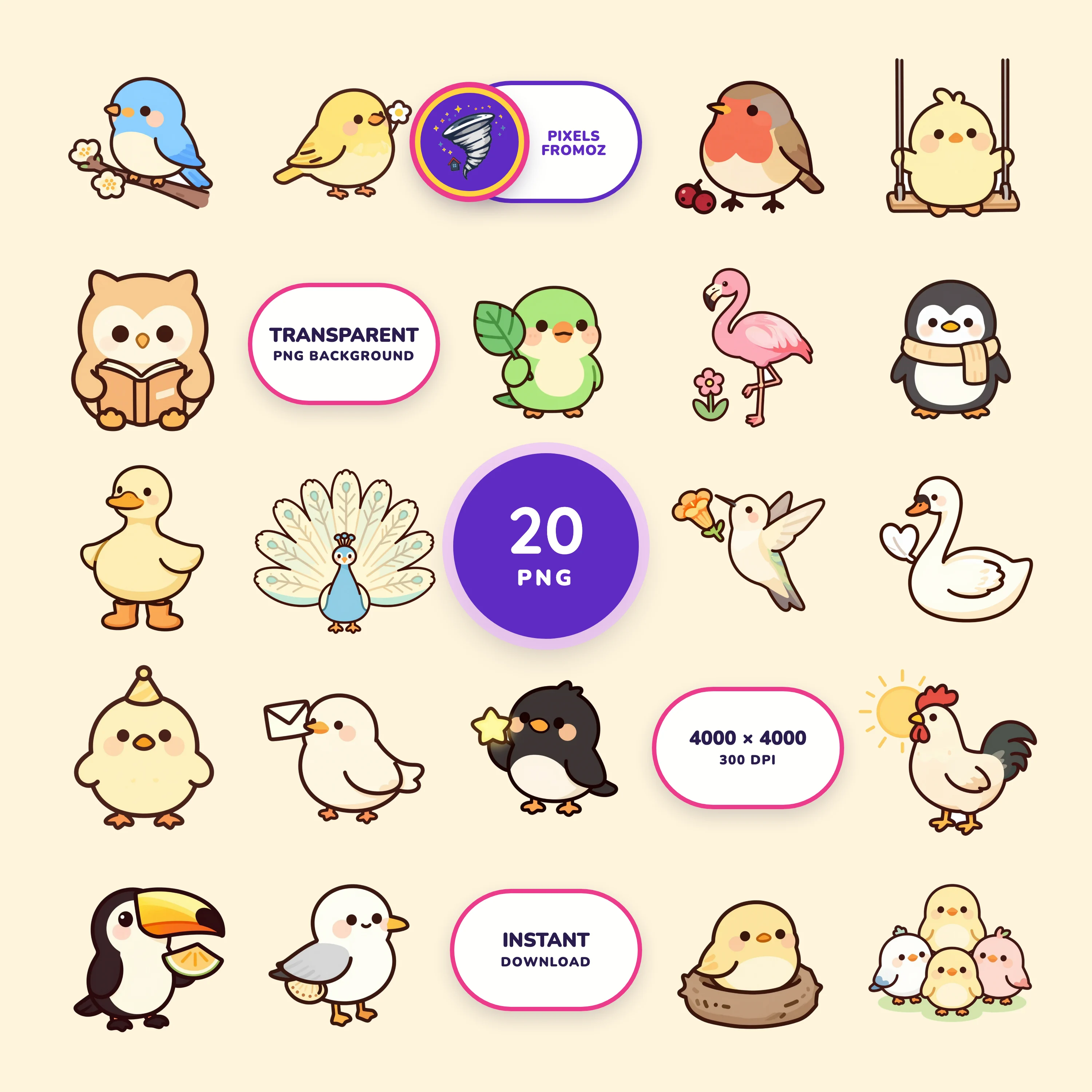 Cute Birds PNG clip art collection