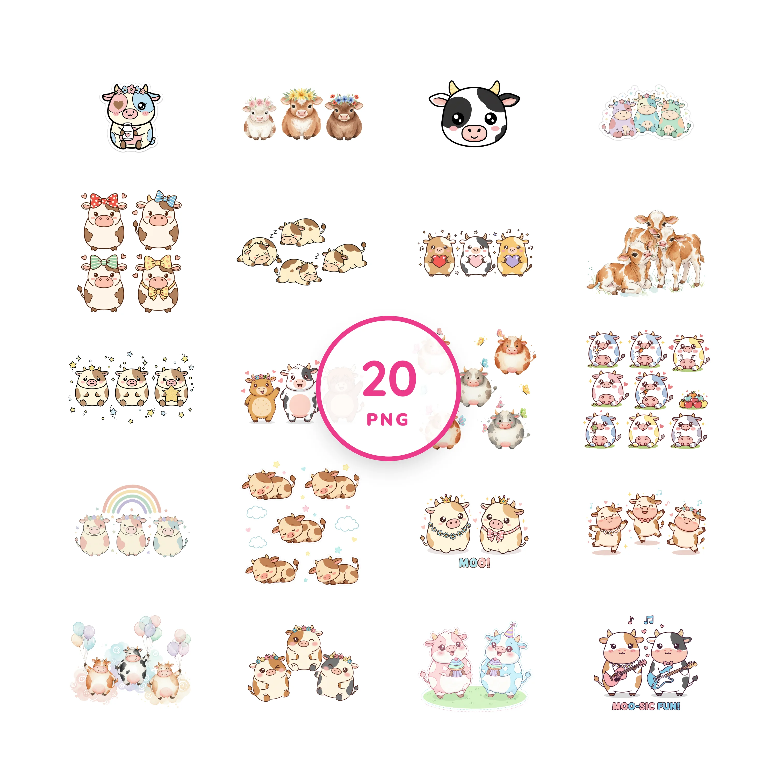 Cute Cows PNG clip art collection