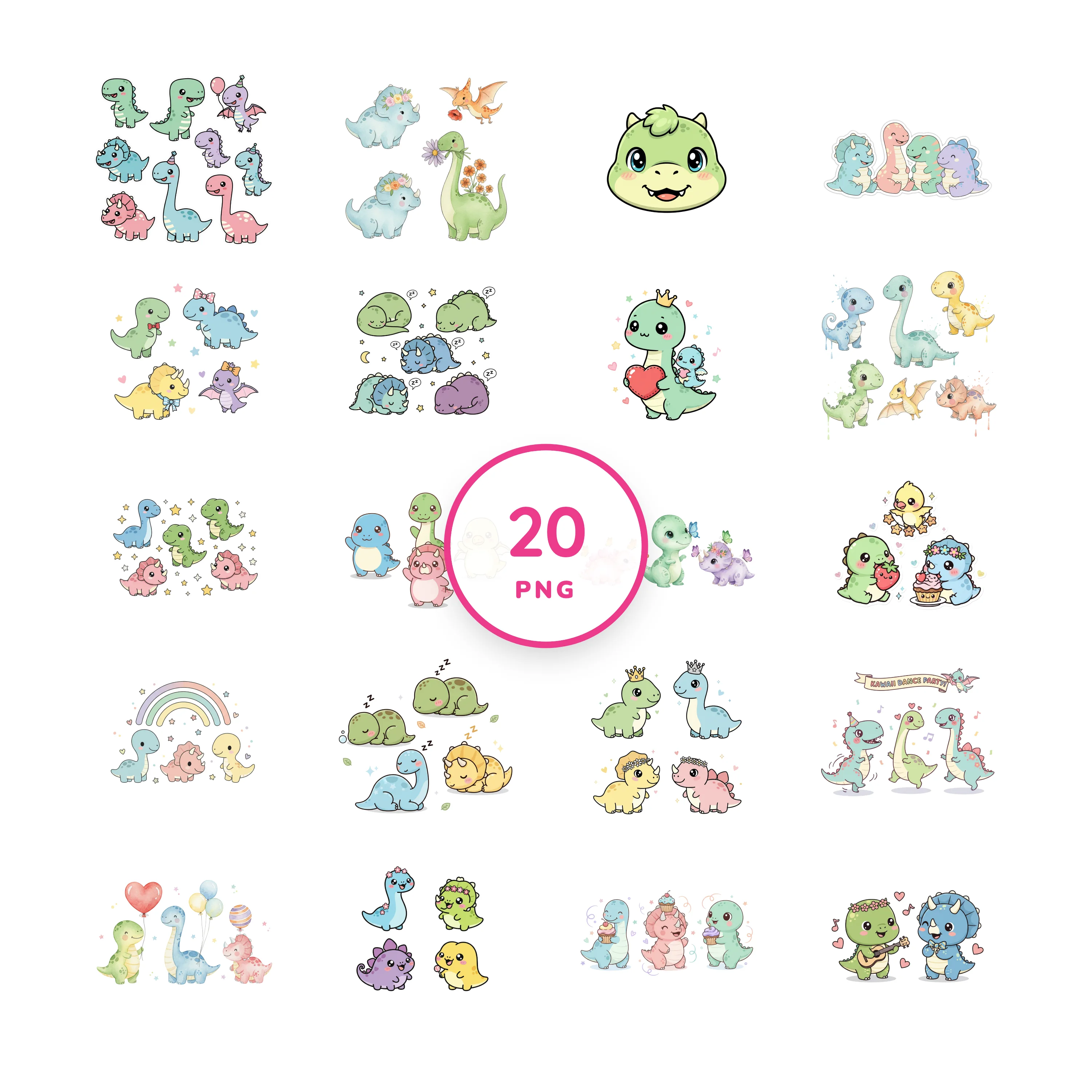 Cute Dinosaurs PNG clip art collection