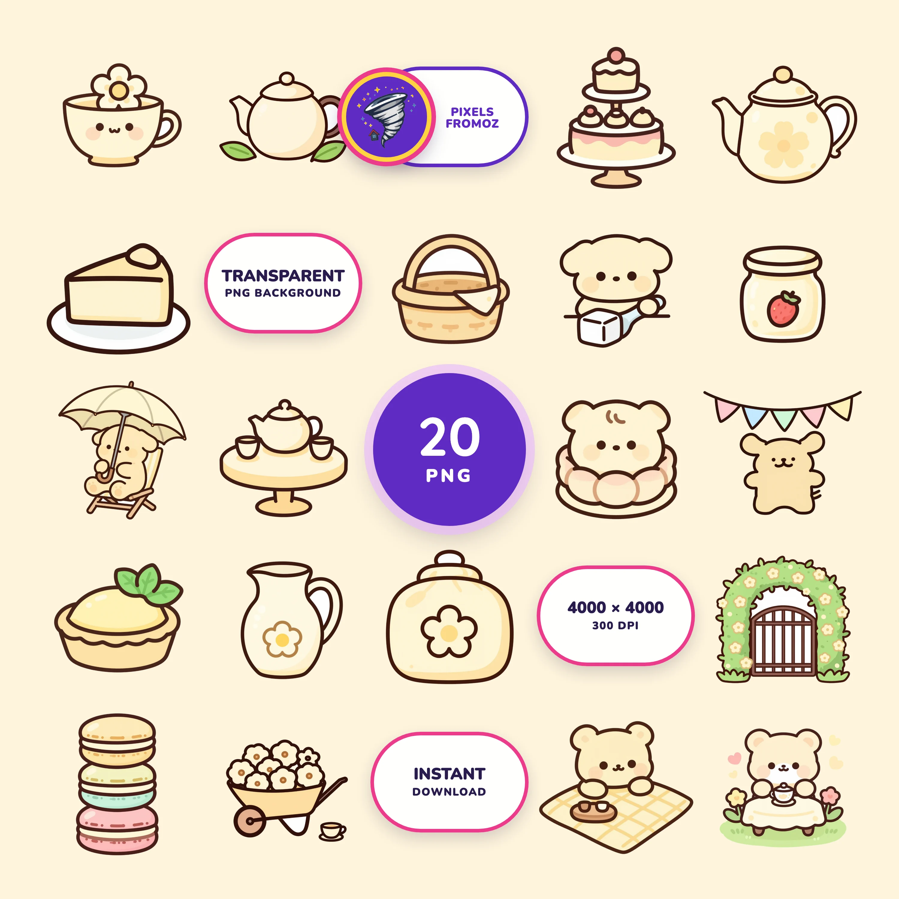 Garden Tea Party PNG clip art collection