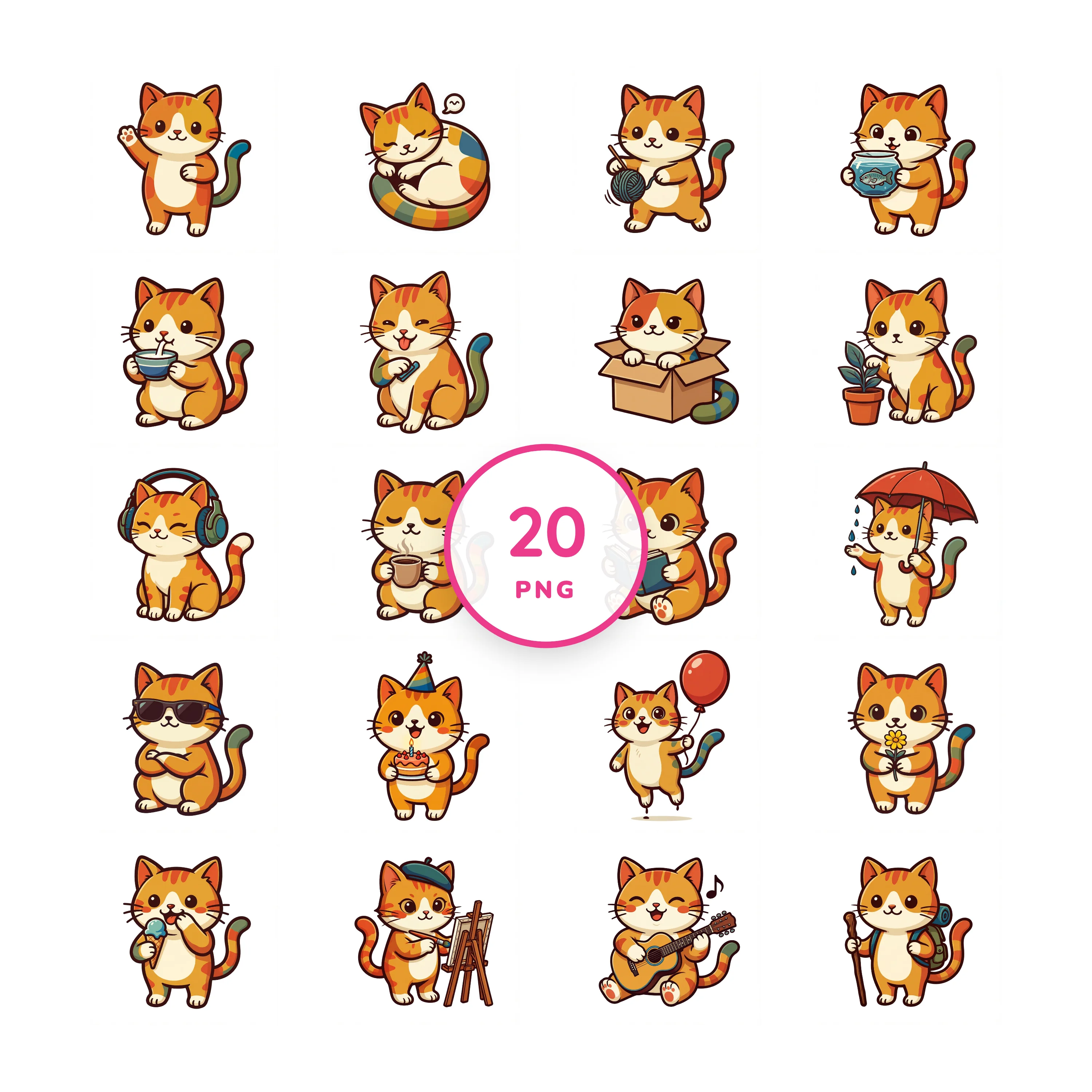 Kawaii Cats PNG clip art collection