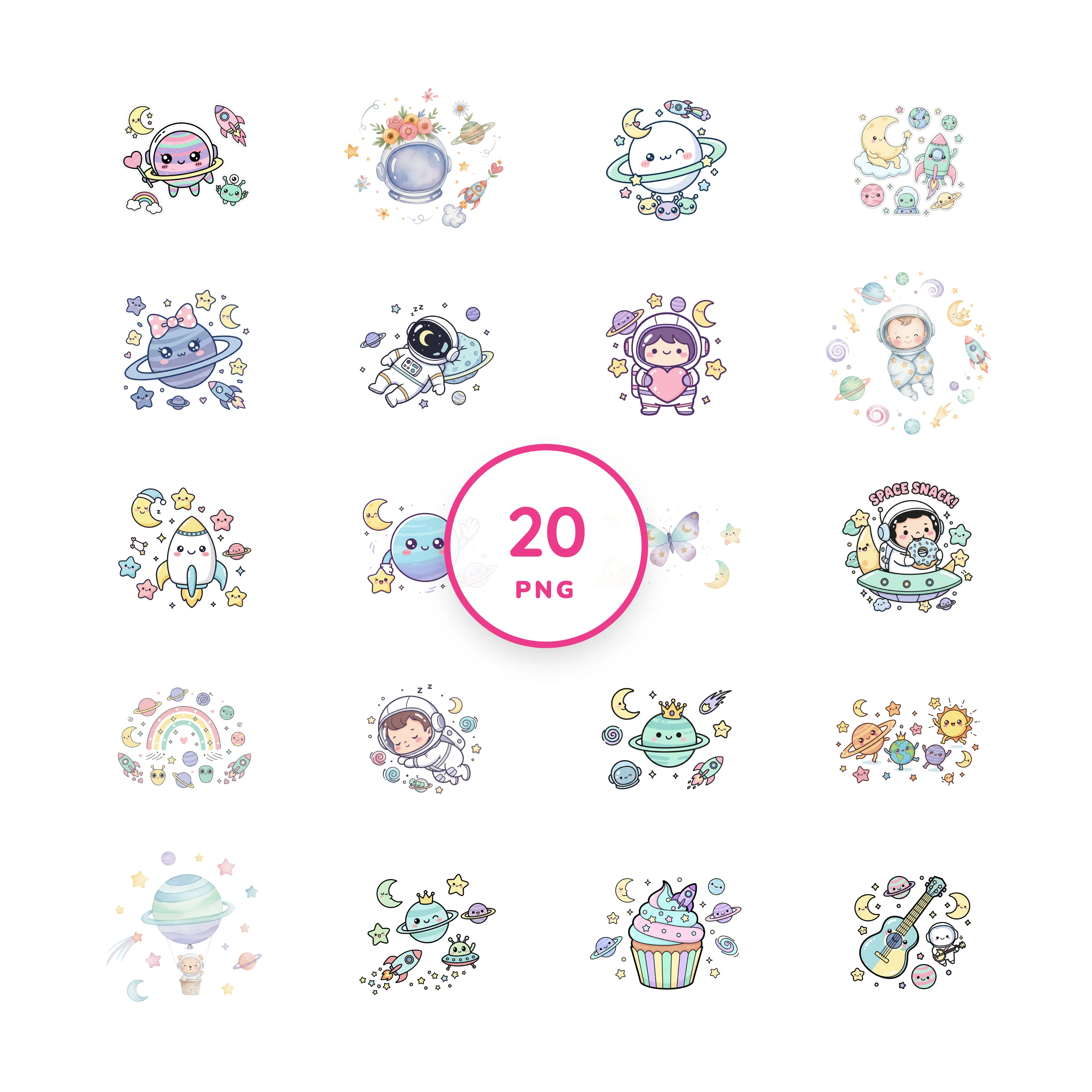 Kawaii Space PNG clip art collection