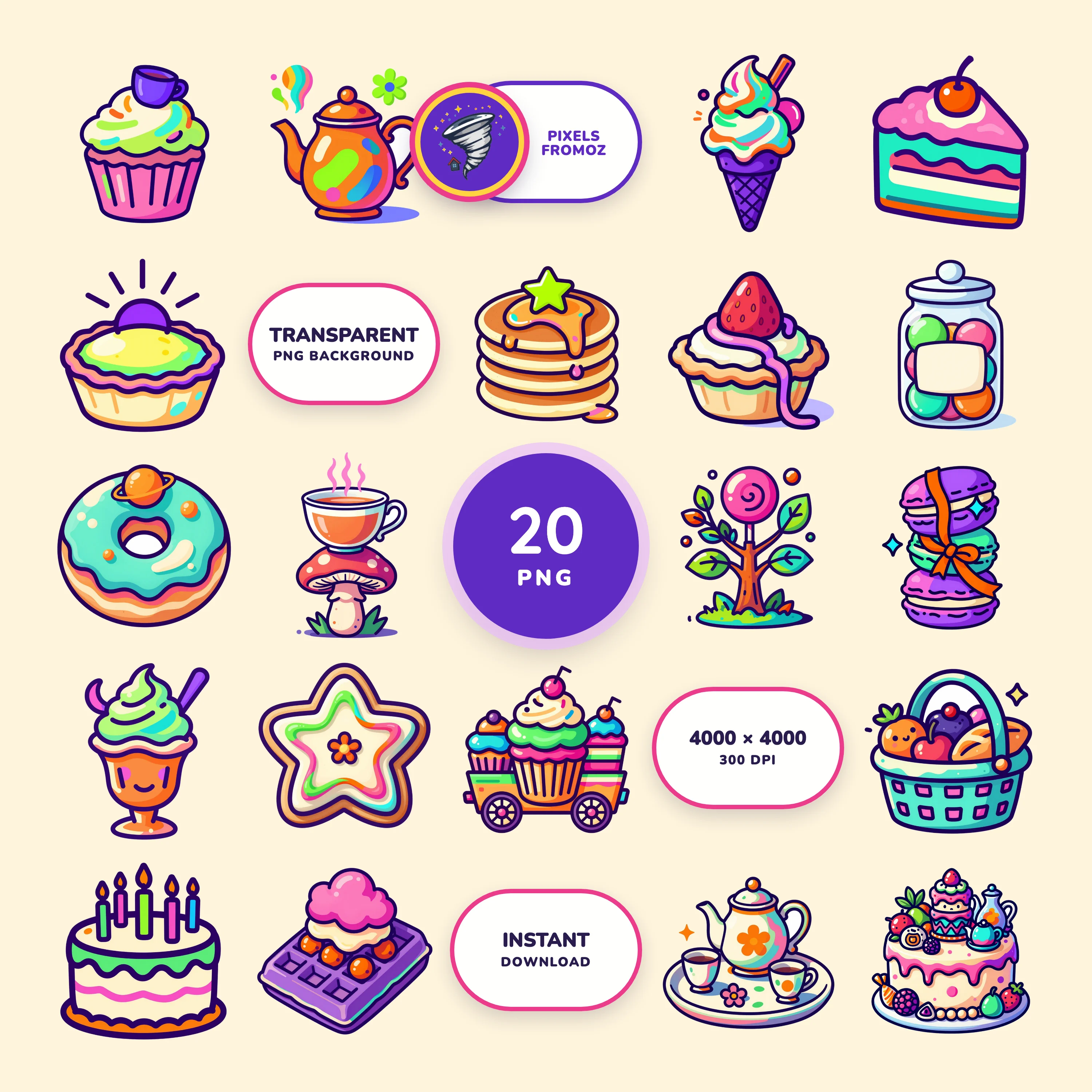 Whimsical Little Treats PNG clip art collection