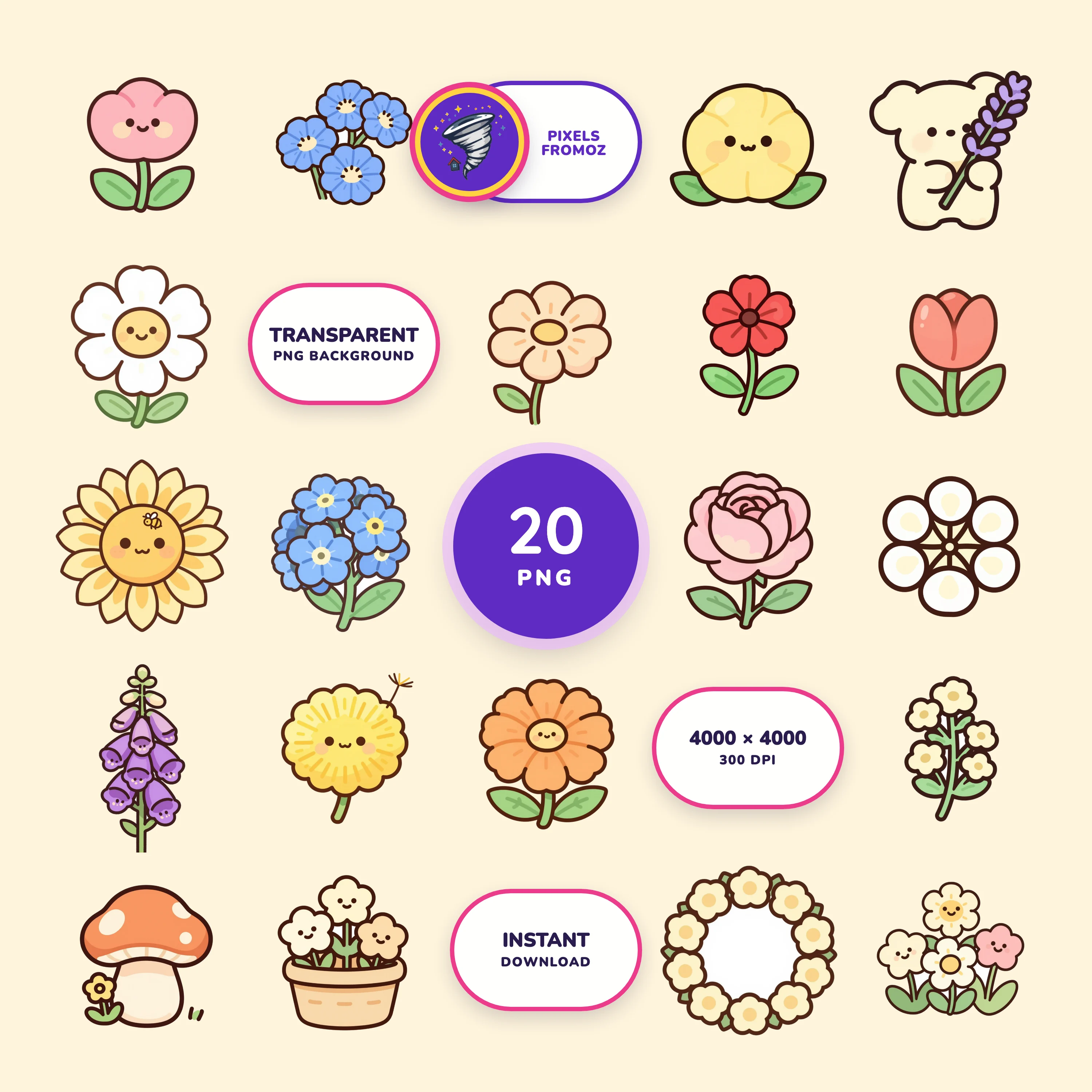 Wildflower Garden PNG clip art collection